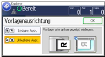 RICOH AFICIO MPC305SP - Wahlen Sie die Vorlagenausrichtung und drücken Sie zweimal auf [OK]. - 1