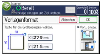RICOH AFICIO MPC305SP - Scaneinstellungen im Bildschirm für benutzerdefinierte Formate - 1
