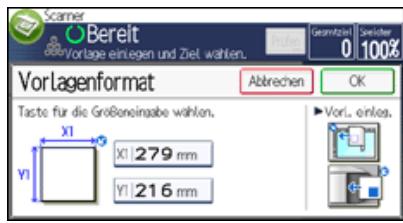 RICOH AFICIO MPC305SP - Scaneinstellungen im Bildschirm für benutzerdefinierte Formate - 1