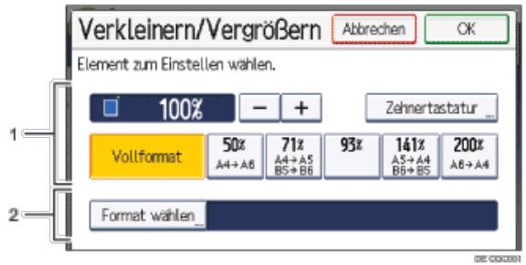 RICOH AFICIO MPC305SP - Eingabe von Werten im Bildschirm zur Konfiguration des Reprofaktors - 1