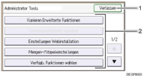 RICOH AFICIO MPC305SP - Bildschirm Administrator Tools des Bedienfelds - 1