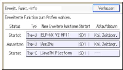 RICOH AFICIO MPC305SP - Anzeigen von Informationen zu erweiterten Funktionen über das Bedienfeld - 2