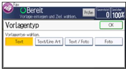 RICOH AFICIO MPC305SP - Wahlen Sie den Vorlagentyp und drucken Sie zwei Mal auf [OK]. - 1