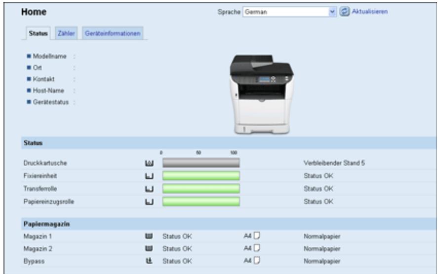 RICOH AFICIO SP3500SF - Überprüfen der Statusinformationen - 1