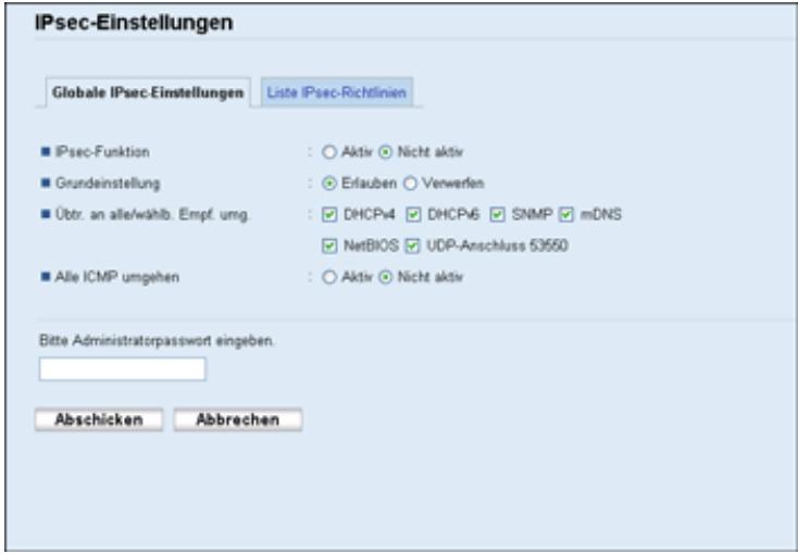 RICOH AFICIO SP3500SF - Konfigurieren der globalen IPsec-Einstellungen - 1