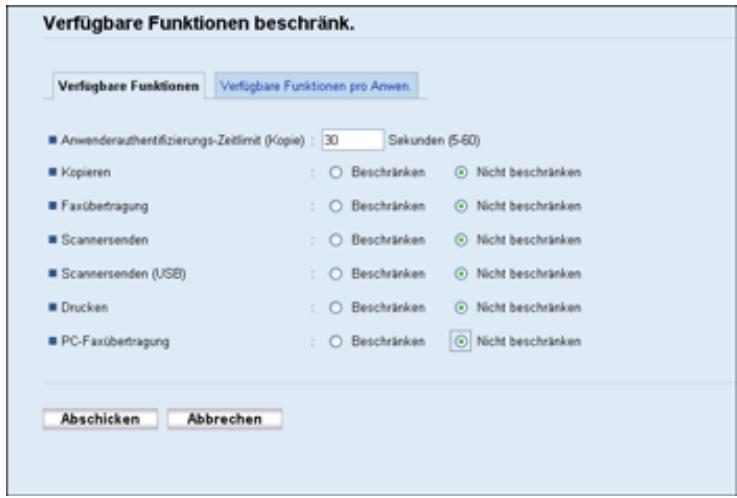RICOH AFICIO SP3500SF - Aktiviert die Anwenderbeschränkungseinstellungen - 1