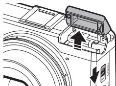 RICOH GR - Pour utiliser le flash, faites glisser le curseur OPEN vers le bas. - 1