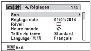 RICOH WG-30W - - Menu 1 [Réglages] - 1