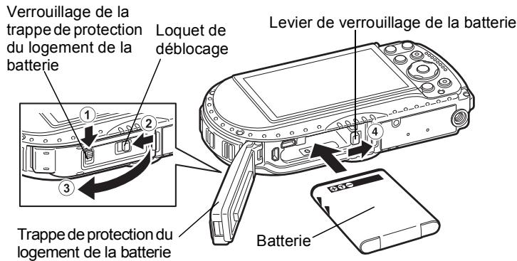 RICOH WG-4 - Installation de la batterie - 1