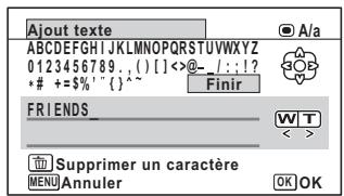 RICOH WG-4 - Utilisez le bouton de navigation (▲▼▲▶) pour selectionner un caractère puis appuyez sur le bouton OK. - 1