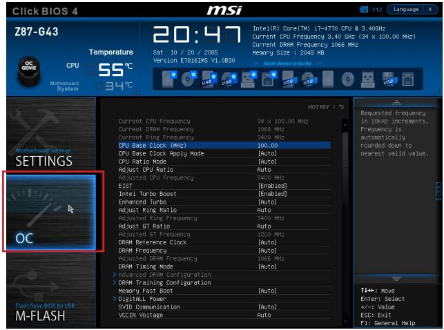 MSI B85-G41 PC MATE - OC-Menu - 1