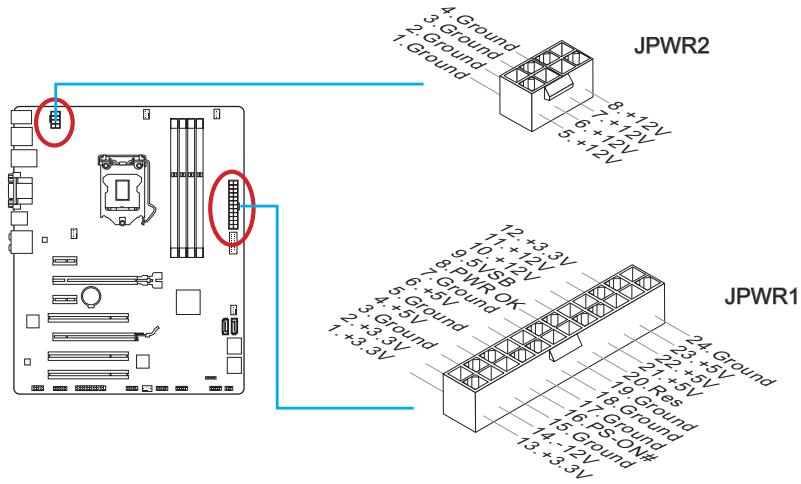 MSI B85-G41 PC MATE - JPWR1~2:Pa3bem nITaHnA ATX - 1
