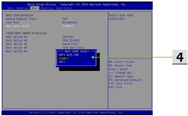 MSI WS72 6QJ, WT72 2OL-1830FR, WT72 2OM-1034FR GARANTIE 3 ANS AVEC REPARATION SUR SITE OFFERTE !, WT72 6QJ, WT72 6QK, WT72 6QL - Comment sélectionner le mode de démarrage dans le BIOS - 2