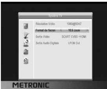 METRONIC ZAPBOX HD-SO.2 - - Réglages de l'écran - 1