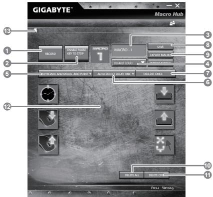 GIGABYTE AERO 14W V7 B40W10P-FR - Comment définir les fonctions et les paramètres d'une macro - 2