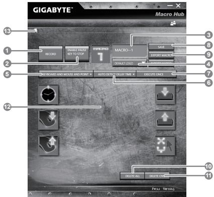 GIGABYTE AERO 14W V7 B40W10P-FR - Set macro key per funzione di base - 10