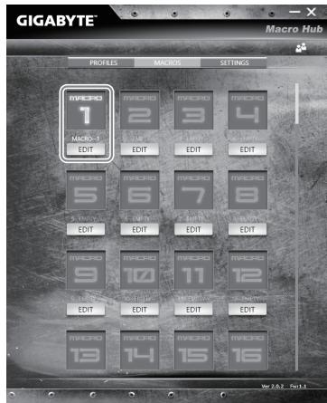 GIGABYTE AERO 14W V7 B40W10P-FR - Edit macro command funtions anf settings. - 4