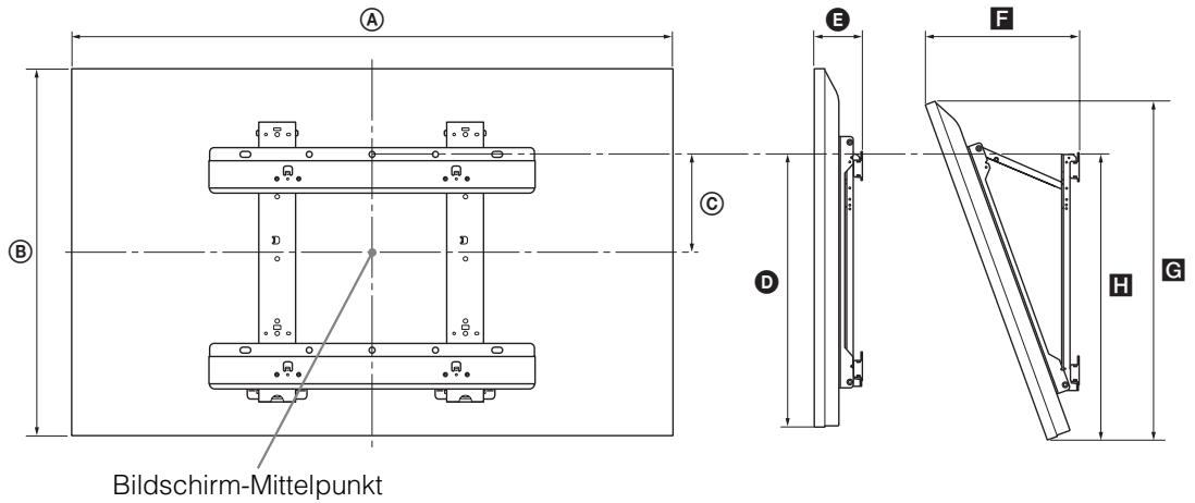 SONY KDL32EX650, KDL40WD650 - Tabelle der Fernsehgeräte-Installationsabmessungen - 1