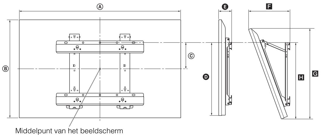 SONY KDL32EX650, KDL40WD650 - Tabel met installmentafmetingen - 1