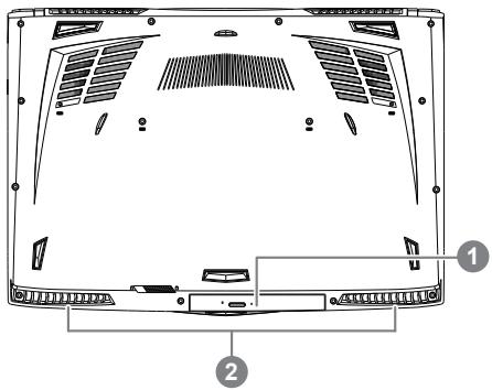 GIGABYTE P57W V7 C2D-FR,  P57W V7 C32W10-FR,  P57W V7 C52W10-FR,  P57X V7 C32W10-FR - Spodni pohled - 1