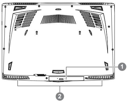 GIGABYTE P57W V7 C2D-FR,  P57W V7 C32W10-FR,  P57W V7 C52W10-FR,  P57X V7 C32W10-FR - Vista de la base - 1