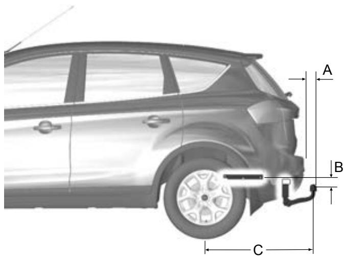 FORD KUGA 2010 - Dimensions de l'équipement de remorquage - 1