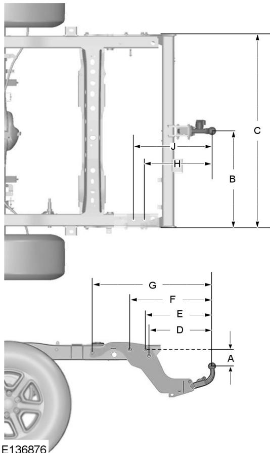 FORD RANGER 2012 - Dimensions de l'équipement de remorquage - 1