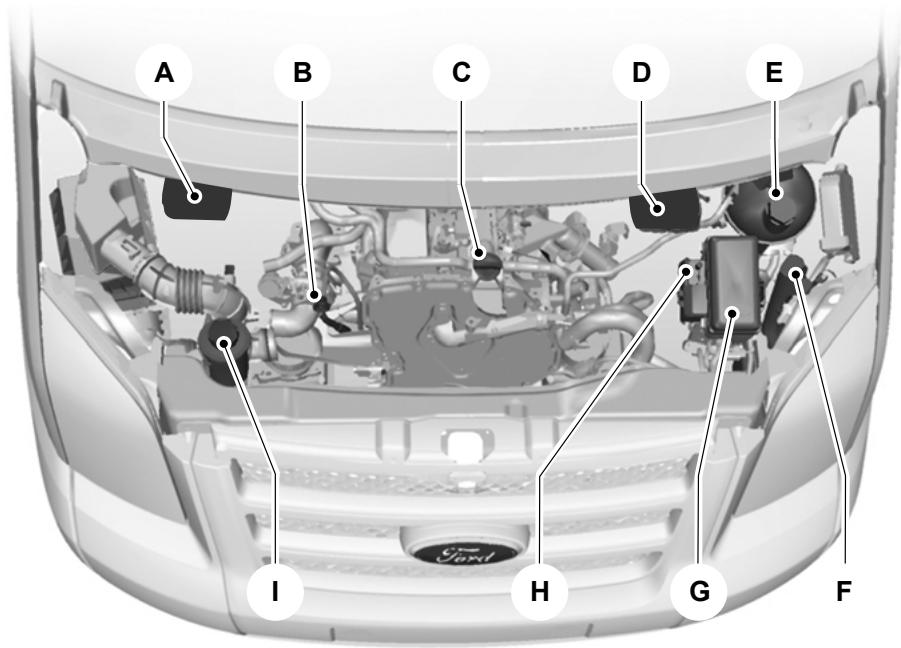 FORD TRANSIT 2010 - VUE D'ENSEMBLE DU COMPARTIMENT MOTEUR - 2.4L DURATORQ-TDCI (PUMA) DIESEL /3.2L DURATORQ-TDCI (PUMA) DIESEL - 1