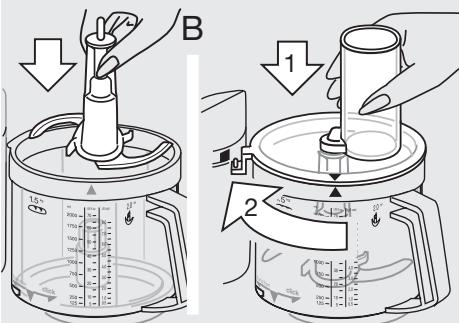 BRAUN K 650-600 - Aufsetzen der Universalschüssel ⑥ mit Deckel ⑦ - 2