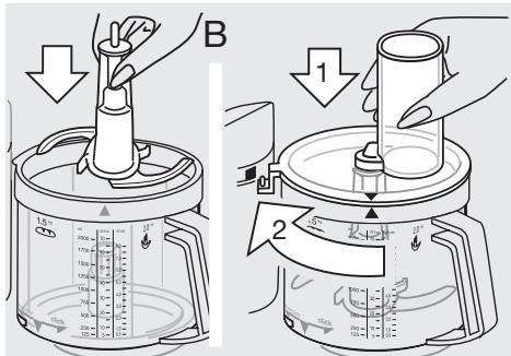 BRAUN K 650-600 - Attaching the food processor bowl ⑥ and the lid ⑦ - 2