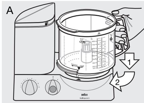 BRAUN K 650-600 - Zaktadanie pojemnika universsalnego ⑥ iPokrywki ⑦ - 1