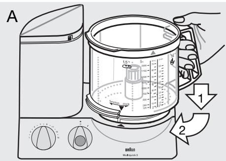 BRAUN K 650-600 - Yiyecek ileme kase ve kapagın baglanması - 1