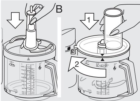 BRAUN K650 K600 - Fixation du bol du robot culinaire ⑥ et du couvercle ⑦ - 2