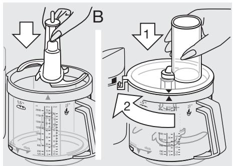BRAUN K650 K600 - Colocar el bol del procesador de alimentos ⑥ y la tapa ⑦ - 2