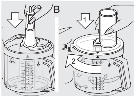 BRAUN K650 K600 - Attaching the food processor bowl ⑥ and the lid ⑦ - 2