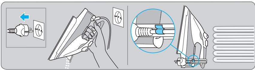 Diagram illustrating the installation of a hairless electrical plug, showing how to switch from a power outlet to a mechanical clamp.