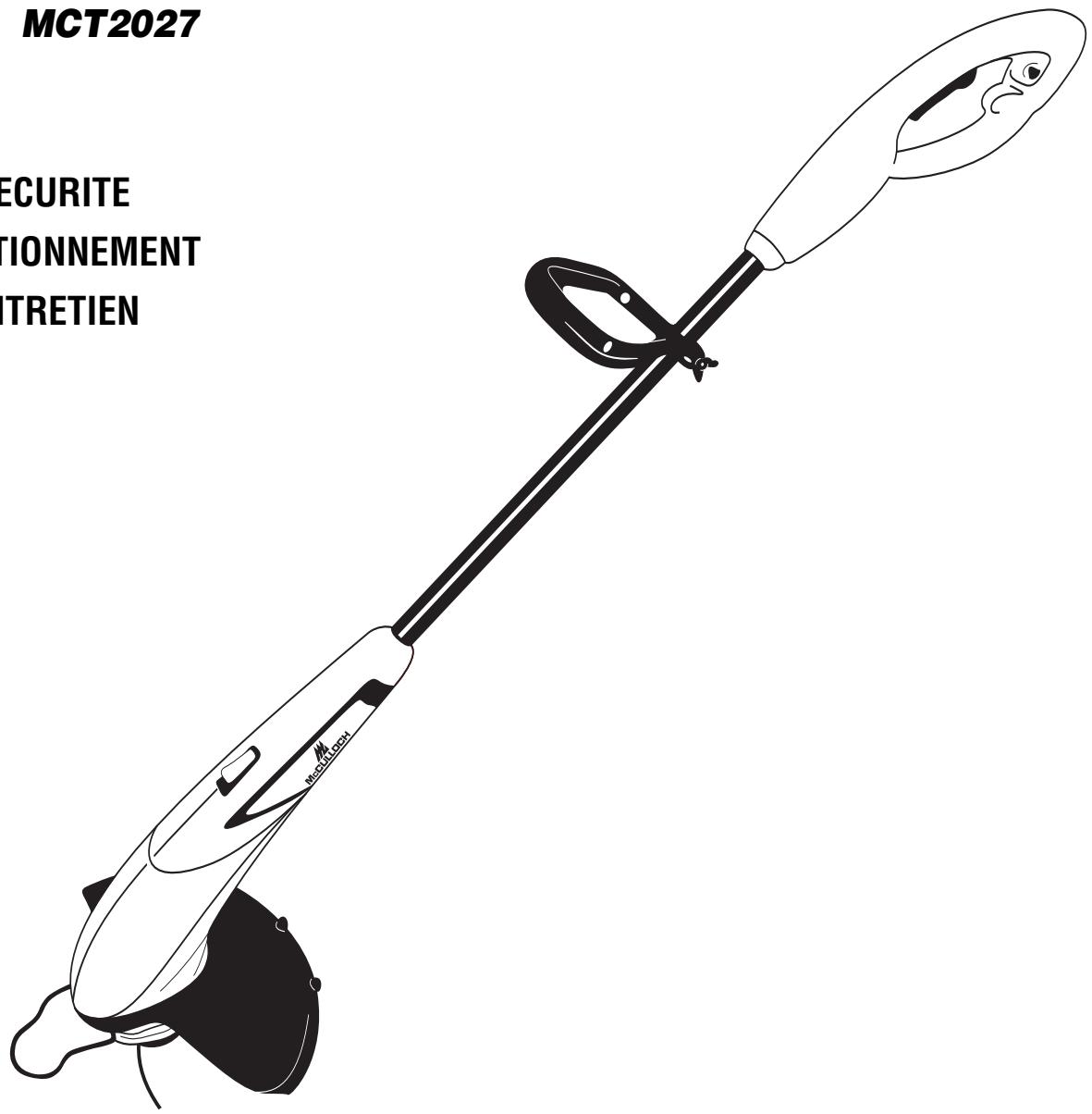 MCCULLOCH MCT2027 - MANUEL DE UTILISATION   Tailleuse à gazon Électrique - 1