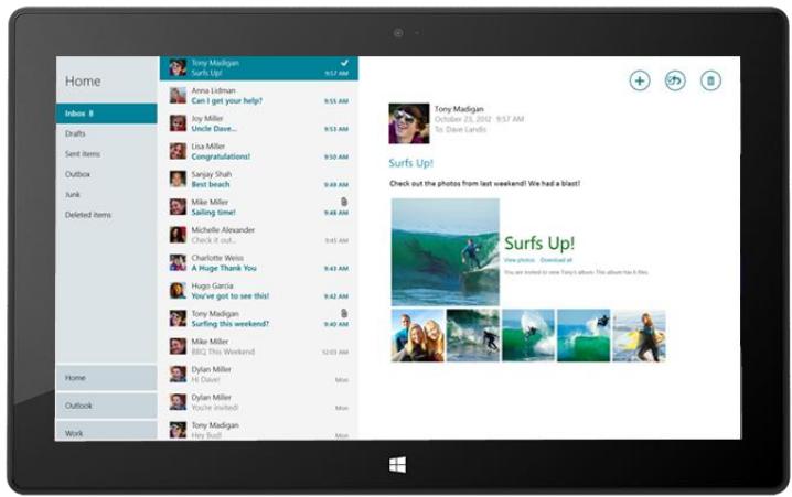 MICROSOFT SURFACE RT 10.6 - Utilisation de l'application Courrier - 1