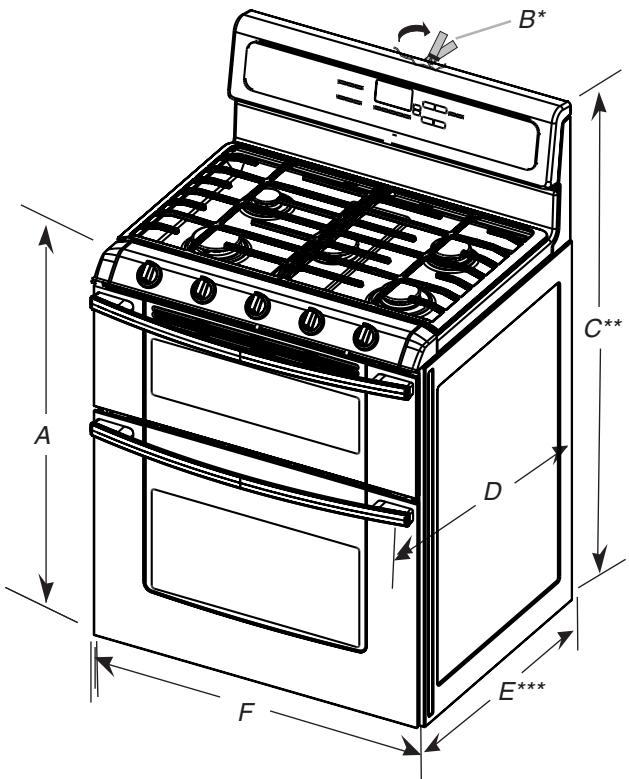 WHIRLPOOL GGG390LX - Dimensions du produit - 1