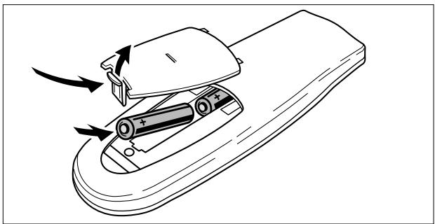 PHILIPS CDR765 - Inserting batteries in the remote control - 1