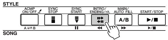 STYLE ACMP ON/OFF SYNC STOP SYNC START INTRO/ ENDING/rit. MAIN/ AUTO FILL START/STOP A ⇌ B I A/B ▶/■ ▶/■ SONG