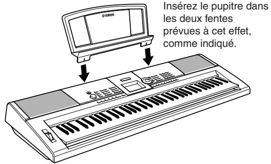 Insérez le pupitre dans les deux fentes prévues à cet effet, comme indiqué.
