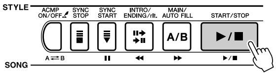 STYLE ACMP ON/OFF SYNC STOP SYNC START INTRO/ ENDING/RT. MAIN/ AUTO FILL START/STOP SONG A ⇌ B II ◀◀ ▶▶ ▶/■