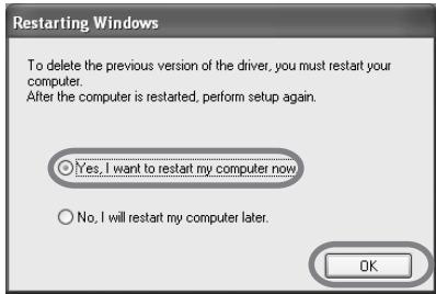SONY DPP-FP30 - Check "Yes, I want to restart my computer now" and click "OK". - 1