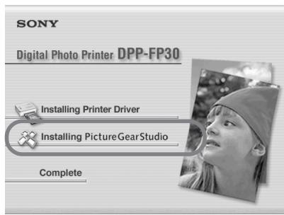 SONY DPP-FP30 - Click "Installing PictureGear Studio". - 1