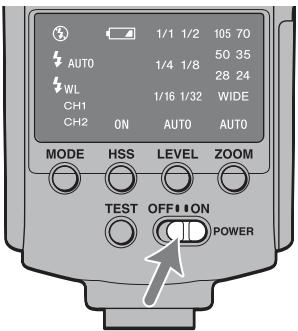 AUTO WL CH1 CH2 ON AUTO AUTO MODE HSS LEVEL ZOOM TEST OFF ON POWER