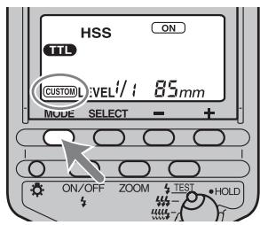 SONY HVL-F56AM - Premere il tasting del modo. - 1