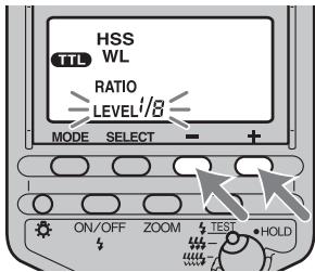 SONY HVL-F56AM - Wahlen Sie mit der Taste + oder - die einzustellende Leistungsstufe aus. - 1