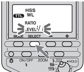 SONY HVL-F56AM - Premere il tasto di selezione per visualizzare "LEVEL" sul display dei dati. - 1