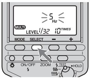 SONY HVL-F56AM - Premere il tasto di selezione per far lampeggiare l'indicazione "Hz". - 1
